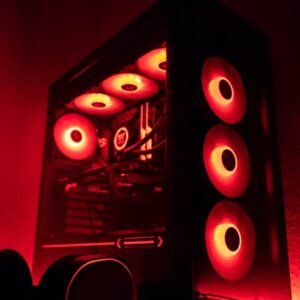 red and black lighted wall decor