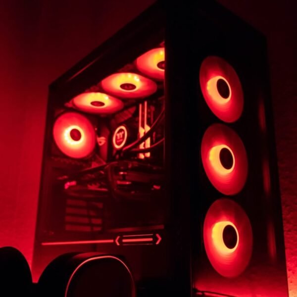 red and black lighted wall decor